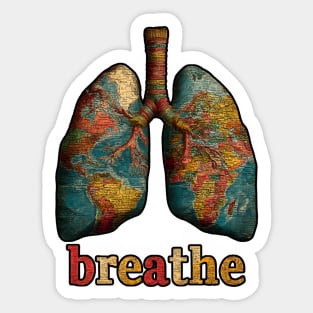 Breathe Map Lung Tee for Wellness, Meditation & Travel Lovers Sticker